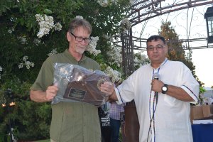 Outgoing Rotary President Kurt Quade with incoming President Jesus Garcia.